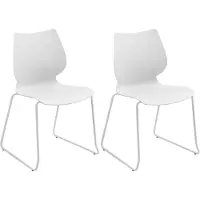 CLP Houma Set van 2 Eetkamerstoelen - Stapelstoel - Metaal - Kunststof/wit