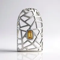 Cavill - Hanger 925 Sterling Zilver - Gele Zirkoon 0,448ct - Platina Afwerking - Achthoekige Trapgeslepen Edelsteen - Elegante Monterone Collectie
