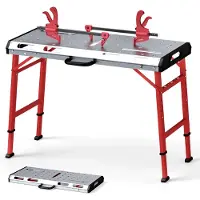 Costway Werkbank inklapbaar, werktafel, in hoogte verstelbaar, 107 x 53 cm, met 450 kg draagkracht, lastafel, werktafel met 2 stangklemmen en draaggreep, gereedschapstafel voor garage, werkplaats