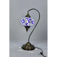 Halay Handgemaakte Turkse nachtlamp in blauw – Oosterse sprookjeslamp, 42 cm hoog, uniek en decoratief