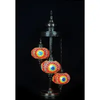 Halay Turkse vloerlamp - oosterse lamp met 3 mozaïek bollen - hoogte 100 cm - multicolour design