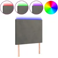 vidaXL Hoofdbord LED 80x5x118/128 cm fluweel donkergrijs