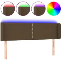 vidaXL Hoofdbord LED 147x16x78/88 cm stof donkerbruin