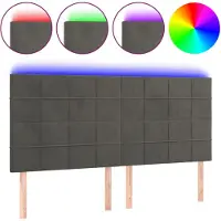 vidaXL Hoofdbord LED 180x5x118/128 cm fluweel donkergrijs