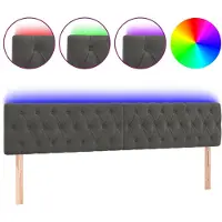 vidaXL Hoofdbord LED 180x7x78/88 cm fluweel donkergrijs