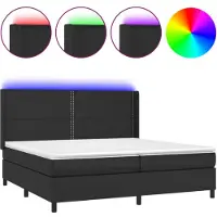 vidaXL Boxspring met matras en LED kunstleer zwart 200x200 cm