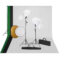 vidaXL Fotostudioset met lampen, achtergrond en reflector