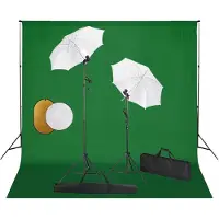vidaXL Fotostudioset met lampen, paraplu's, achtergrond en reflector