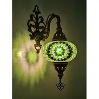 Halay Oosterse lamp - wandlamp - mozaïek lamp Ø 16cm hoogte 28cm - handgemaakt - kleurrijk design