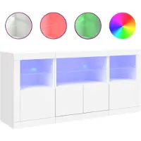 vidaXL Dressoir met LED-verlichting, wit, 142,5 x 37 x 67 cm