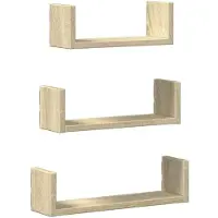 vidaXL Wandschappen 3 st bewerkt hout sonoma eikenkleurig