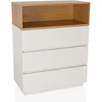 Hjh LIVING Commode MELMO K 80x40x100 cm 3 laden wit/eiken