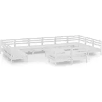 vidaXL 13-delige loungeset voor de tuin, wit, massief hout, grenen