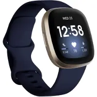 Mobigear Siliconen Watch bandje geschikt voor Fitbit Versa 3 Bandje Druksluiting | Sport Dual - Donkerblauw