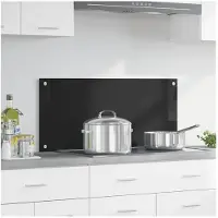 vidaXL Keukenachterwand Zwart 90 x 40 cm gehard glas