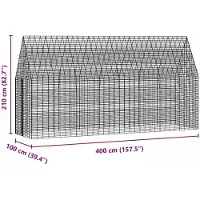 vidaXL Konijnenkooi zilver 400 x 100 x 210 cm Gegalvaniseerd staal