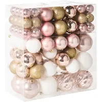 Beliani GJENDE - Set van 114 kerstballen - Roze - Synthetisch materiaal