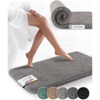 Beautissu BeauMare FL – Badmat Antislip 60x50 cm Grijs – Hoogpolig Tapijt – Voor Vloerverwarming – Zacht Badmat voor Douche Badkuip WC