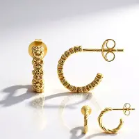 Cavill - Zilveren Oorbellen - 925 Sterling Zilver Verguld - Bloemenmotief - Elegant Minimalistisch Design - 13 mm Sieraden voor Dames