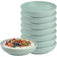 PlasticForte Rond bord/camping - 8x - diep bord - D22 cm - mintgroen - kunststof - onbreekbaar