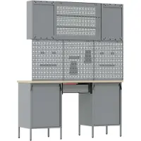 vidaXL Werkbank met laden, 8 stuks, rood, voor ingenieurs, van hout en staal