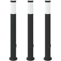 vidaXL Bolderverlichting met stopcontact 3 stuks 80 cm roestvrij staal IP44