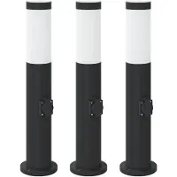 vidaXL Bolderverlichting met stopcontact 3 stuks 50 cm roestvrij staal IP44