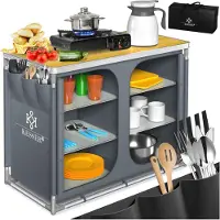 Kesser Campingkeuken Opvouwbaar - Campingkast inclusief Opbergtas - Kampeerkeuken Kampeerkast Camping Keuken - Grijs / Typ F6