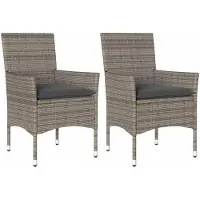vidaXL Tuinstoelen met kussens, 2 stuks, grijs, polyrotan