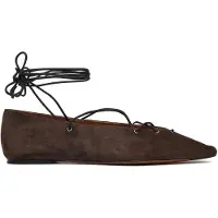 Ralph Lauren Ballerina met riempjes chocoladebruin