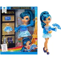 Rainbow High Pretty in Paris-modepop Skyler Bradshaw (blauw) van 28 cm met statementoutfit, stijlvolle handtas, speelgoed of cadeau voor meisjes, kinderen van 4-12 jaar