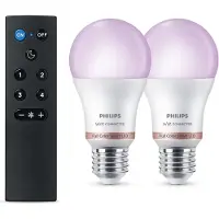Philips Smart Lighting - Starterkit - Slimme lampen met afstandsbediening - RGB - Gekleurd en instelbaar wit licht - Dimbaar - E27 fitting - Werkt met de WiZ app - Wifi