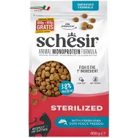Schesir 8x Monoproteïne Promo Kattenvoer Droog Sterilized Vis 400 gr