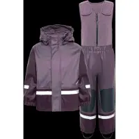 Didriksons Regenkleding m. Fleece - PU - Boardman - Aubergine - - 110 - Regenkleding