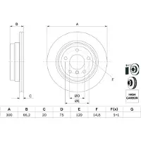 Bosch Remschijf 0 986 479 263 achter, geventileerd, sterk gecarboniseerd, 1 Stuk