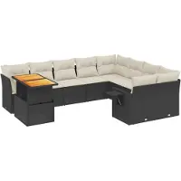 vidaXL 10-delige loungeset voor de tuin met kussens, zwart, polyrotan