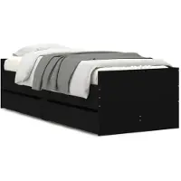 vidaXL Bedframe met lades zwart 75x190 cm Small Single