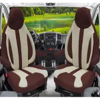 BREMER SITZBEZÜGE Premium Camper stoelhoezen voor Pössl WPL412 in Bruin/Beige (2 losse stoelen)
