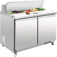 Polar Saladette met Werkblad en Wielen 2 Deurs