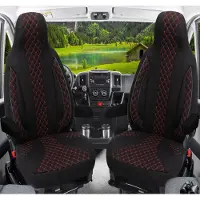 BREMER SITZBEZÜGE Premium Camper stoelhoezen voor Karmann WPL402 in Zwart/Rood (2 losse stoelen)