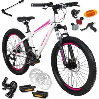 DaviBikes Bella – Kinderfiets – 24 inch – 21 versnellingen – Shimano – Schijfremmen – 130-160 cm – Wit/Roze – Meisje