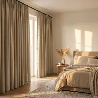 Loma Luxe Gordijnen 100% Verduisterend - Haken - Zand 150 x 295 cm