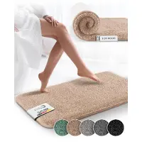 Beautissu BeauMare FL – Badmat Antislip 100x60 cm Natuur – Hoogpolig Tapijt – Voor Vloerverwarming – Zacht Badmat voor Douche Badkuip WC