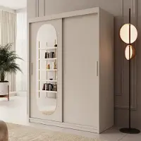 Meubella - Kledingkast Bodhi - Beige - 150 cm - Met spiegel