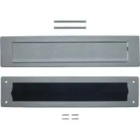 Intersteel Set briefplaat en tochtwering rechthoekig RVS getrommeld 340 x 75 mm
