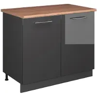 Vicco Wastafelkast Fame-Line Antraciet Hoogglans/Antraciet 100 cm, WB Eik, Model 61930