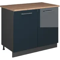 Vicco Wastafelkast Fame-Line, Donkerblauw hoogglans/Antraciet, 100 cm, WB Eik