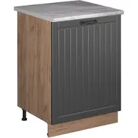 Vicco Keukenonderkast Fame-Line, Donkergrijs/Goudkleurig Eiken, 60 cm 1 deur met werkblad