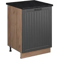 Vicco Keukenonderkast Fame-Line Donkergrijs/Goudkleurig Eiken 60 cm 1 deur met werkblad, Model 65190