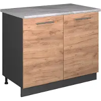 Vicco Wastafelkast Fame-Line Goudkleurig Eiken/Antraciet 100 cm, WB Marmer, Model 61937